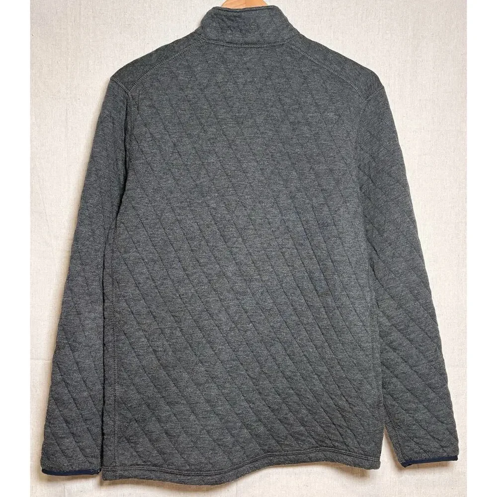 J. Crew‎ Knit Goods Mens Sz M Quilted 1/4 Quarter Zip Pullover Top Gray Shacket